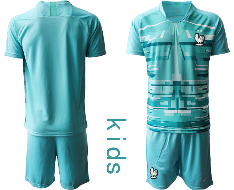 2021 European Cup France lake blue Youth goalkeeper soccer jerseys->youth soccer jersey->Youth Jersey